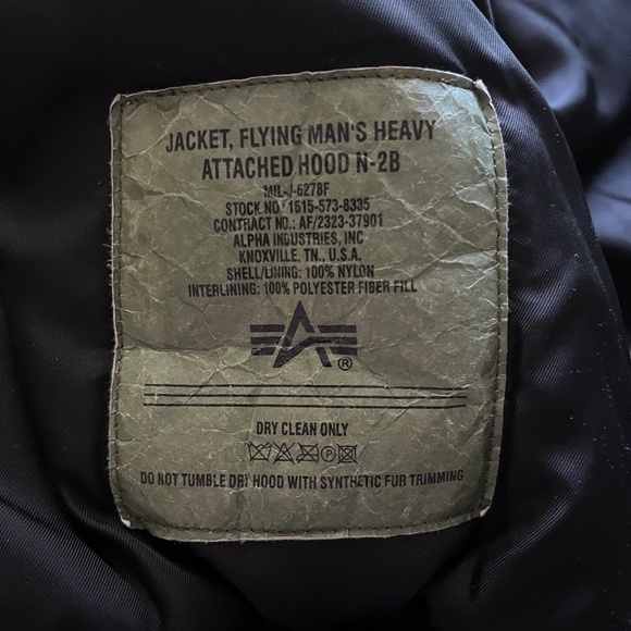 Alpha Industries N-2B Short Waist Black Bomber-Style Parka Size Large - Picture 13 of 14